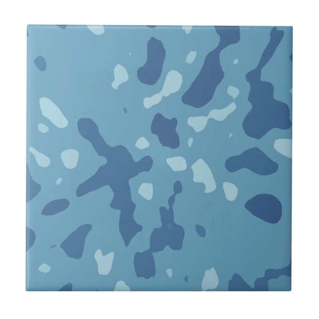 Pastel Blue Abstract Camo Pattern  Ceramic Tile (Front)