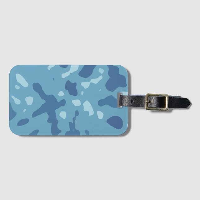 Pastel Blue Abstract Camo Pattern  Luggage Tag (Front Horizontal)