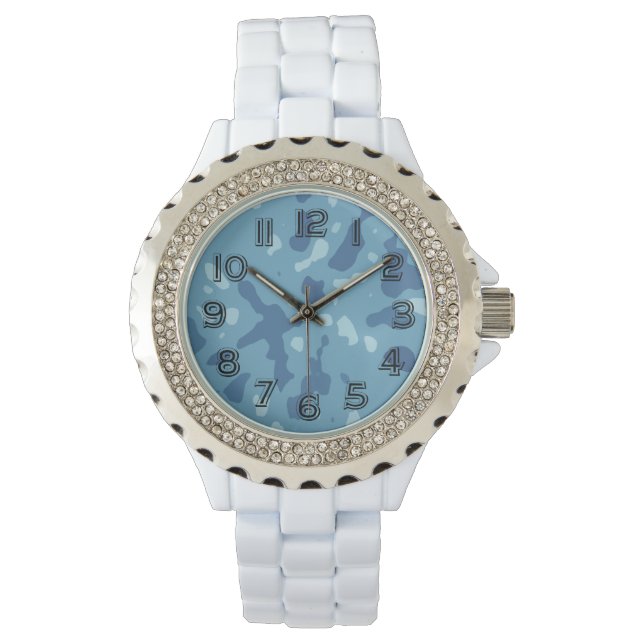 Pastel Blue Abstract Camo Pattern  Watch (Front)