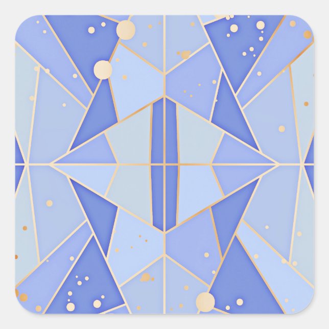 Pastel blue abstract geometric design square sticker (Front)