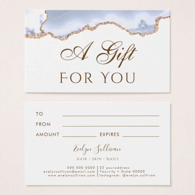 pastel blue Agate Gift Card (Front & Back)