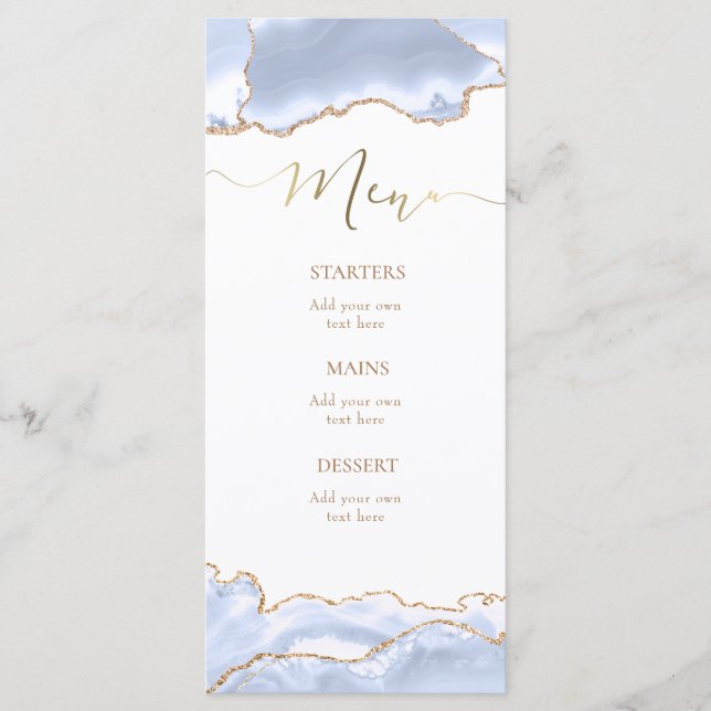 pastel blue agate Menu (Front)
