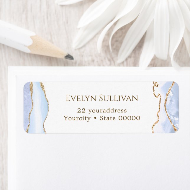pastel blue agate return address label (Insitu)
