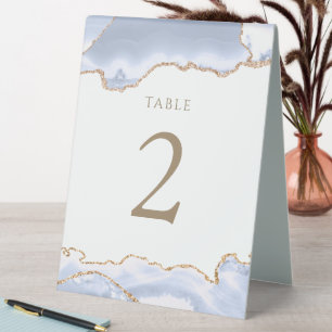 pastel blue agate table number sign