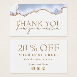 pastel blue agate thank you discount card