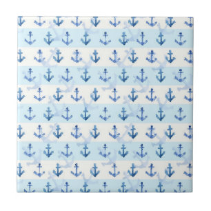 Pastel Blue Anchor Pattern Tile