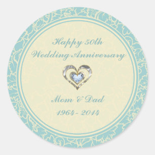 Pastel Blue And Cream Floral Damasks Classic Round Sticker