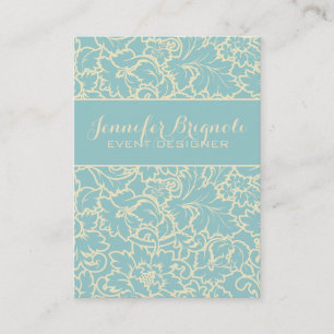Pastel Blue And Creme Floral Damasks Business Card