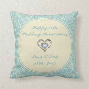 Pastel Blue And Creme Floral Damasks Cushion