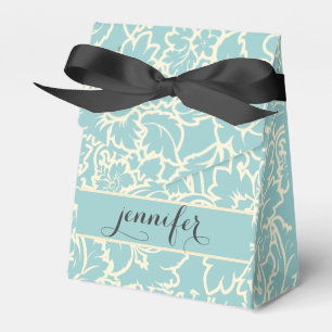 Pastel Blue And Creme Floral Damasks Favour Box
