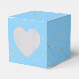 Pastel Blue and Gold Lattice Pattern Favour Box