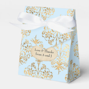 Pastel Blue and Gold Vintage Damask Favour Box