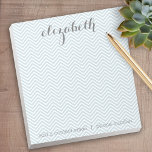 Pastel Blue and Gray Chevrons Custom Name Notepad<br><div class="desc">A beautiful and feminine design that is perfect for any girly girl or even a bride. If you need to move items around,  click on the design area to make changes.</div>