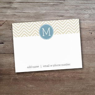 Pastel Blue and Linen Chevrons Custom Monograms Post-it Notes