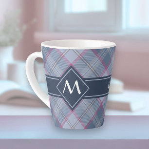 Pastel Blue and Pink Tartan Latte Mug
