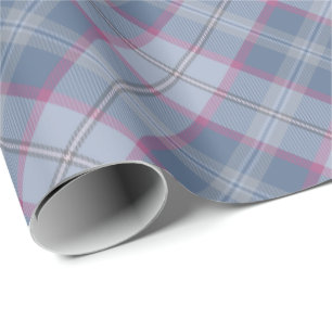 Pastel Blue and Pink Tartan Rotated Wrapping Paper