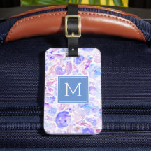 Pastel Blue and Purple Floral Custom Monogrammed