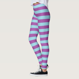 Pastel Blue and Purple Stripes Leggings