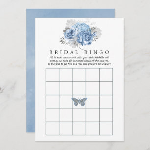 Pastel Blue and Silver Vintage Rose Bridal Shower Invitation