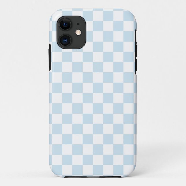Pastel Blue and White Chequerboard Case-Mate iPhone Case (Back)