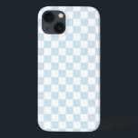 Pastel Blue and White Chequerboard iPhone 13 Case<br><div class="desc">Blue and White Checkers pattern
 Baby Blue and White Chequerboard pattern
 Powder Blue and White Checked pattern
 White and Blue Checks</div>