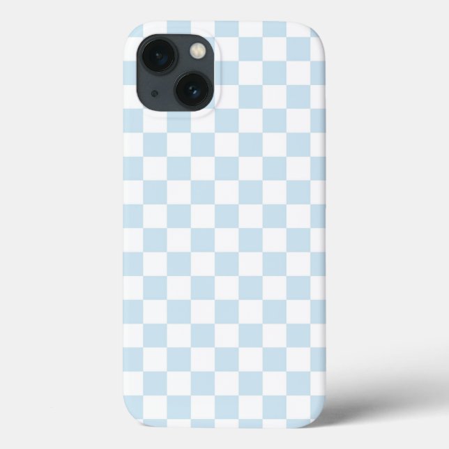 Pastel Blue and White Chequerboard Case-Mate iPhone Case (Back)