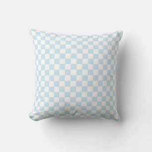 Pastel Blue and White Chequerboard Cushion