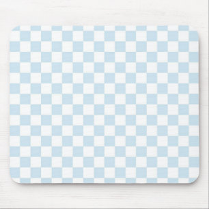 Pastel Blue and White Chequerboard Mouse Pad