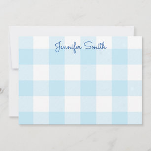 Pastel Blue and White Gingham Check Card
