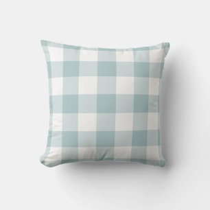Pastel Blue and White Gingham Pattern Cushion