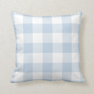 Pastel Blue and White Gingham Pattern Cushion