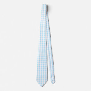 Pastel Blue and White Gingham Pattern Tie