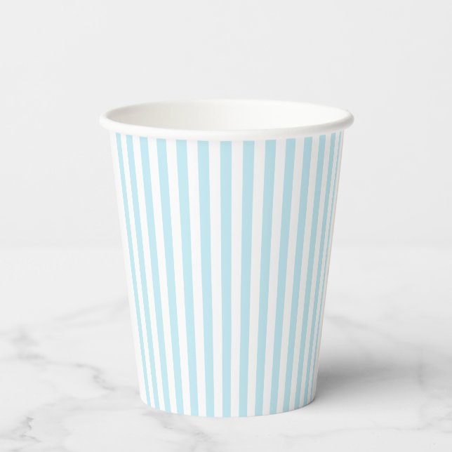 Pastel Blue and White Striped Paper Cups (Back)