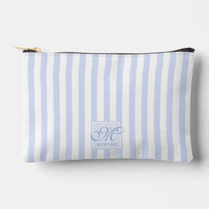 Pastel blue and White Stripes - Monogrammed Accessory Pouch