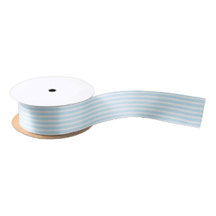 Pastel Blue and White Stripes Ribbon Satin Ribbon