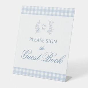 Pastel blue baby boy shower guest book sign