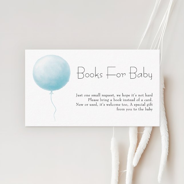 Pastel Blue Balloon Boy Baby Shower Books Request Enclosure Card (Creator Uploaded)