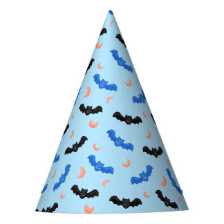 Pastel Blue Bat Spooky Cute Kids Birthday Pattern Party Hat