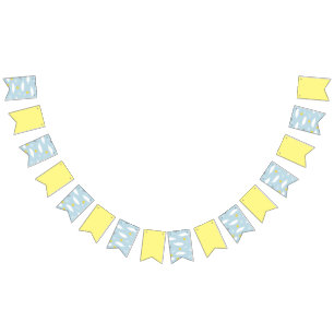 Pastel blue beluga whale stars baby shower design bunting