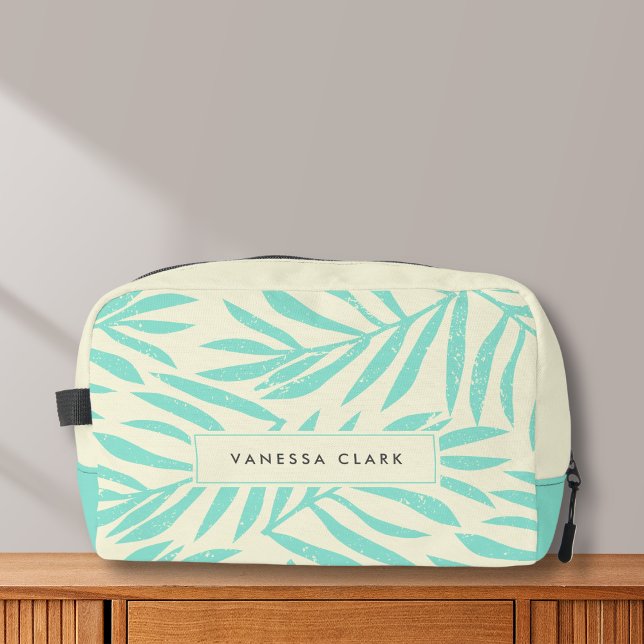 Pastel Blue Boho Abstract Grunge Palm Leaves  Dopp Kit (Creator Uploaded)