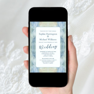 Pastel Blue Boho Digital Wedding Invite QR Code