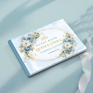 Pastel Blue Boho Guest Book for Sweet 15 Party