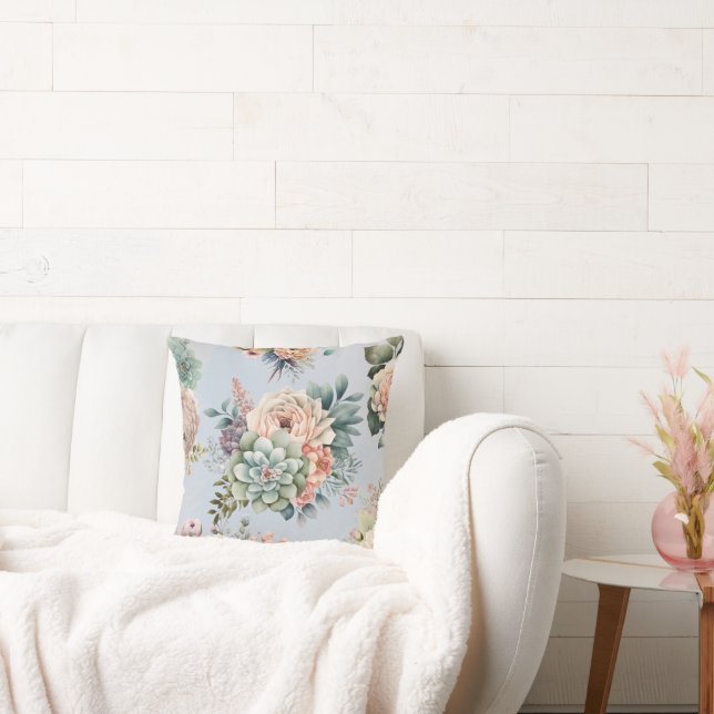 PASTEL BLUE BOUQUET PILLOW  (Couch)