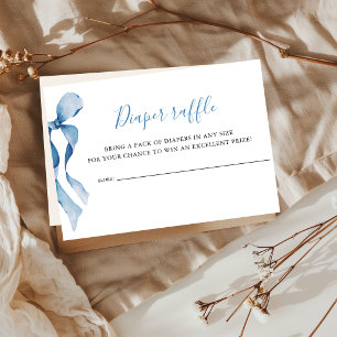 Pastel Blue Bow Baby Shower Diaper Raffle  Enclosure Card
