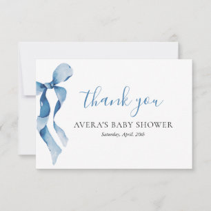 Pastel Blue Bow Baby Shower Thank you Card