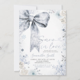Pastel Blue Bow Conquette Winter Baby shower Invitation