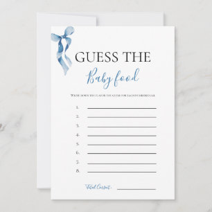 Pastel Blue Bow Guess The Baby Food Game Card