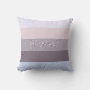 Pastel Blue Brown Grey 5 Colours Personalised Name Cushion