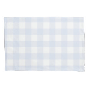 Pastel Blue Buffalo Check Rustic Pillowcase