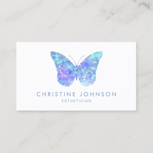pastel blue butterfly business card (Front)